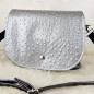 Preview: Kunstleder genoppt silber metallic